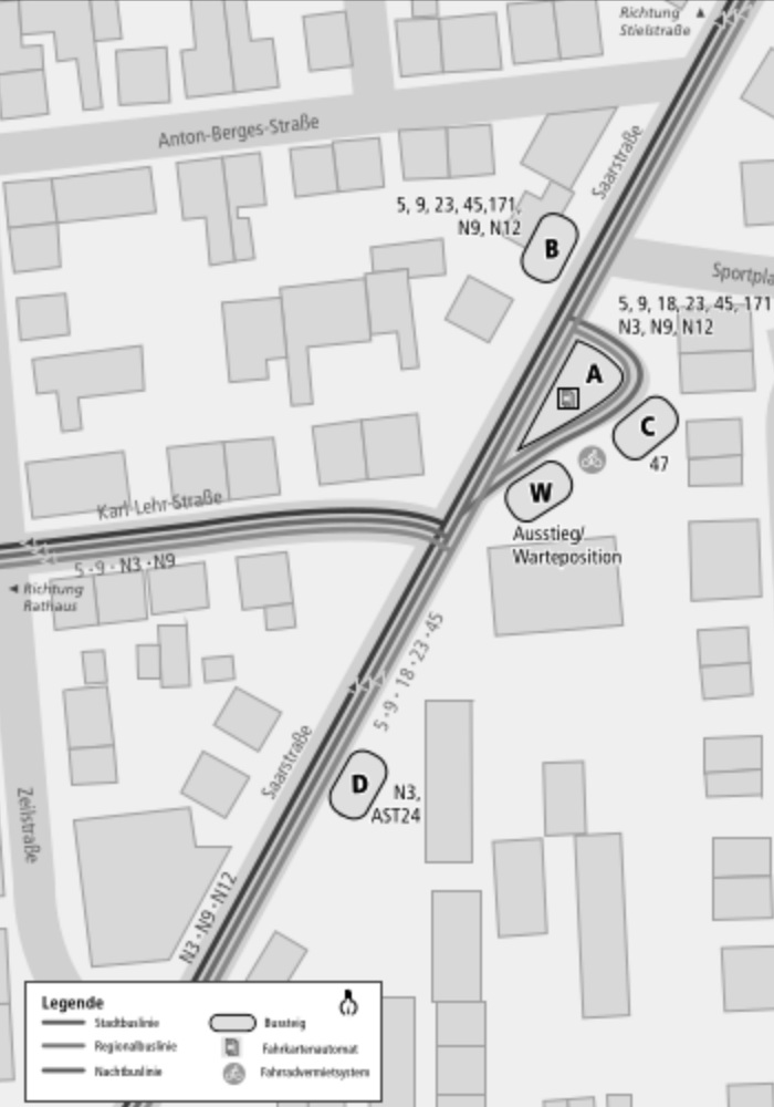 Plan der Haltestelle Zeilstraße